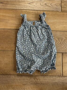 Carter’s Blue Floral Baby Romper with Button Detail